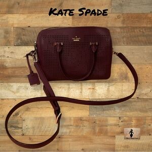 Kate Spade Burgundy Laser Cut Leather Handbag